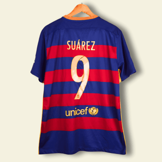 2015 Barcelona Home - Luis Suarez #9 Medium